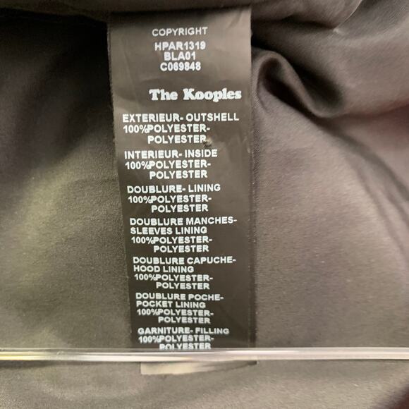 THE KOOPLES Size XL Black Polyester Leather Trim Hooded Coat - Picture 8 of 10